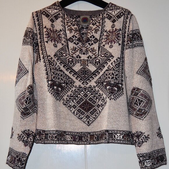 Women's 100% Hand Loomed Alpaca Pullover Sweater - Millma Bolivia Size Small - Picture 2 of 8